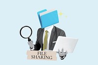 File sharing word, folder head businessman remix