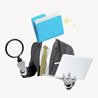 Folder-head businessman, business data concept