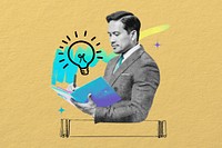 Creative businessman, light bulb collage remix