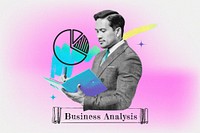 Business analysis word, graph collage remix