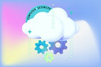 Computer security, cloud gradient hologram collage remix