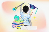 Kids activities, gradient education collage remix