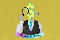 Financial planning, money making word collage remix