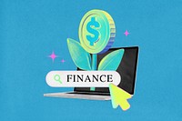 Finance word, online investment collage remix