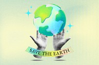 Save the earth word, environment collage remix design