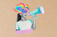 LGBTQ gay pride, woman holding megaphone remix