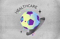 Gradient football, healthcare word collage remix