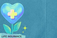 Health blue background, life insurance word collage remix design