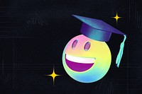 Graduation black background, gradient happy emoticon collage remix