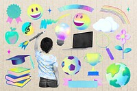 Gradient child education collage remix set psd