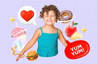 Kids food collage remix design