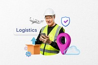 Logistics word, supply chain management remix