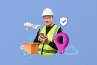 Shipping service employee, 3D logistics remix
