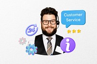 Customer service word, 3D business remix