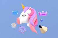 3D unicorn, creative idea remix