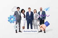 Business people word, diverse team remix