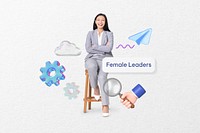 Female leaders word, smiling businesswoman remix