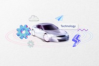 Technology word, 3D car remix