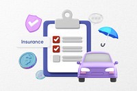 Insurance word, 3D checklist remix