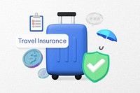 Travel insurance word, security 3D remix