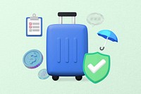 Travel insurance luggage, security & protection 3D remix