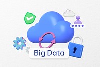 Big data word, 3D cloud remix