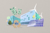 Green business, renewable energy technology, 3D environment remix