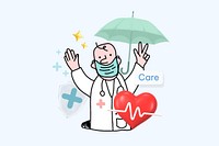 Care word, doctor illustration remix