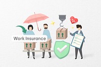 Work insurance word, security & protection remix