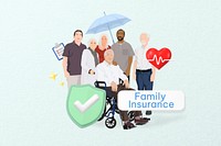 Family insurance word, security & protection remix