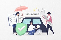 Insurance word, vehicle security & protection remix