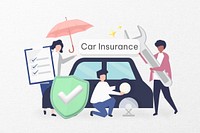 Car insurance word, vehicle security & protection remix