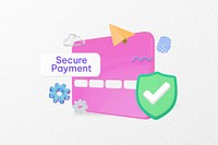 Secure payment word, finance 3D remix