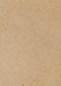 Brown paper textured background, gold confetti border