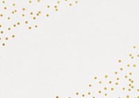 Festive off-white background, gold confetti border