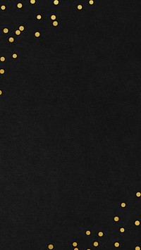 Festive black mobile wallpaper, gold confetti border