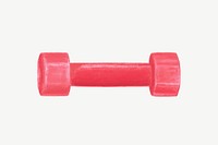 Red dumbbell, gym equipment illustration psd