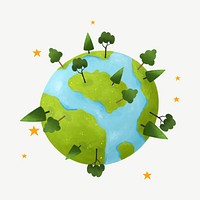 Green globe, environment collage element psd