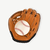 Baseball glove, sport equipment collage element psd