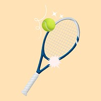 Tennis racket and ball, sport equipment psd