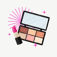 Makeup set, eyeshadow and lipstick remix psd