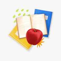 Book and apple, education remix psd