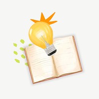 Book and light bulb, education remix psd