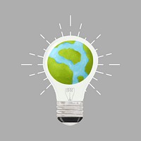 Globe in light bulb, sustainable energy, environment remix psd