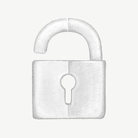 White padlock collage element psd