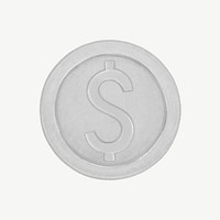 Silver coin, money, finance illustration psd