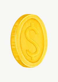 Gold coin, money, finance illustration psd