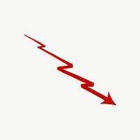 Red decreasing arrow, business element psd