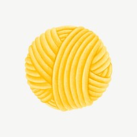 Yellow knit yarn, crochet element graphic psd