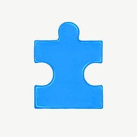 Blue jigsaw puzzle collage element psd